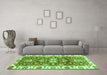 Machine Washable Abstract Green Modern Area Rugs in a Living Room,, wshabs2985grn