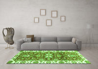 Machine Washable Abstract Green Modern Rug, wshabs2985grn