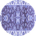 Round Abstract Blue Modern Rug, abs2985blu