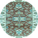 Round Abstract Light Blue Modern Rug, abs2985lblu