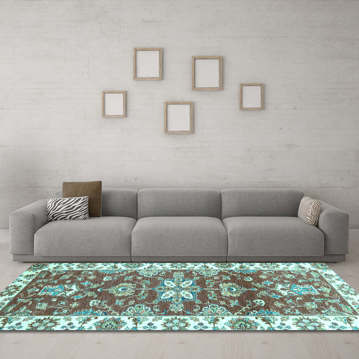 Machine Washable Abstract Light Blue Modern Rug in a Living Room, wshabs2985lblu