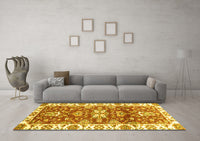 Machine Washable Abstract Yellow Modern Rug, wshabs2985yw