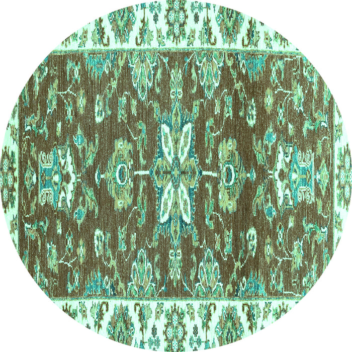 Round Machine Washable Abstract Turquoise Modern Area Rugs, wshabs2985turq