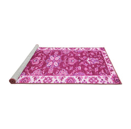 Sideview of Machine Washable Abstract Pink Modern Rug, wshabs2985pnk