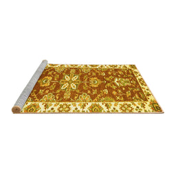 Sideview of Machine Washable Abstract Yellow Modern Rug, wshabs2985yw