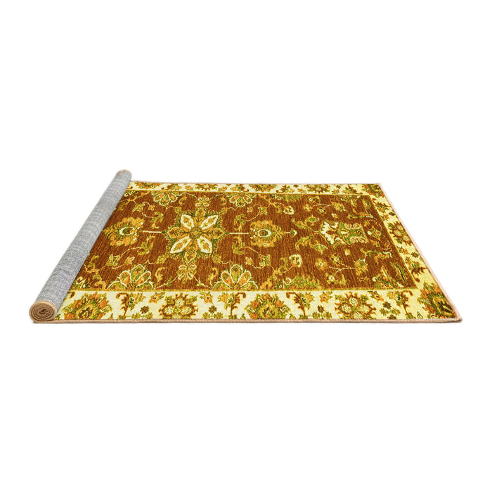 Sideview of Machine Washable Abstract Yellow Modern Rug, wshabs2985yw