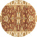 Round Abstract Brown Modern Rug, abs2985brn