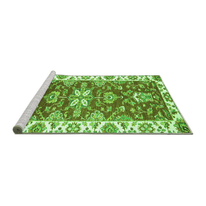 Sideview of Machine Washable Abstract Green Modern Area Rugs, wshabs2985grn