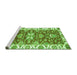 Sideview of Machine Washable Abstract Green Modern Area Rugs, wshabs2985grn