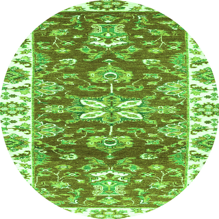Round Abstract Green Modern Rug, abs2985grn