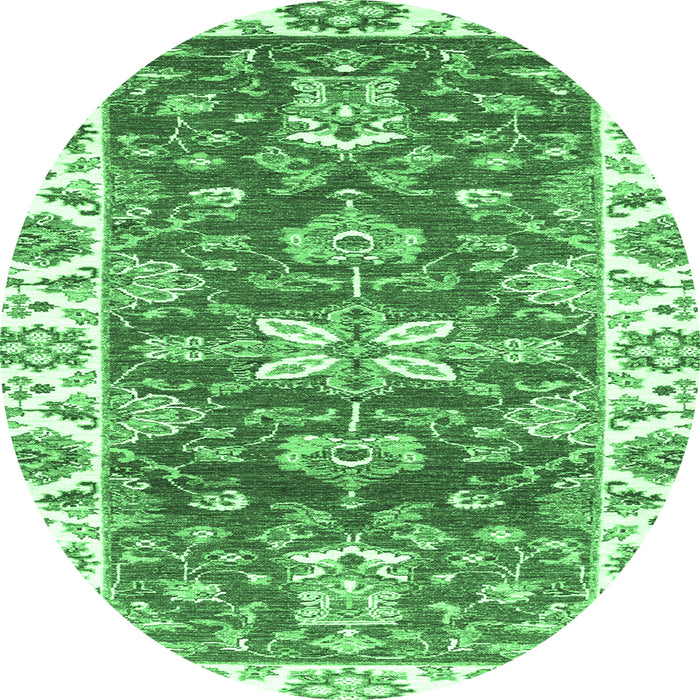 Round Abstract Emerald Green Modern Rug, abs2985emgrn
