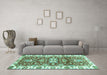 Machine Washable Abstract Turquoise Modern Area Rugs in a Living Room,, wshabs2985turq