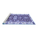 Sideview of Machine Washable Abstract Blue Modern Rug, wshabs2985blu