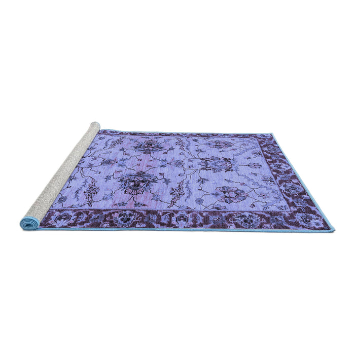 Sideview of Machine Washable Oriental Blue Traditional Rug, wshabs2986blu