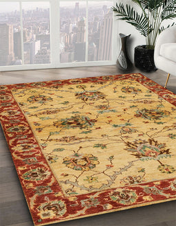 Abstract Orange Oriental Rug in Family Room, abs2986