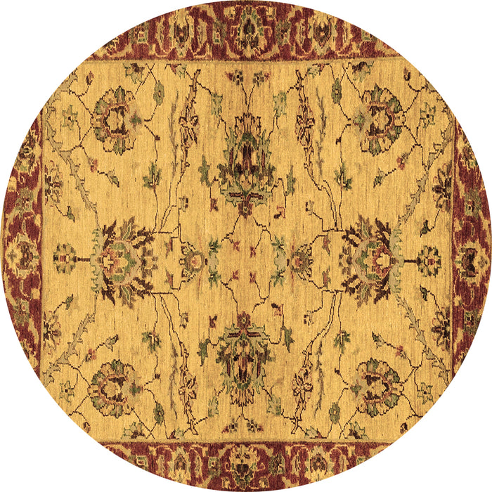 Round Machine Washable Oriental Brown Traditional Rug, wshabs2986brn