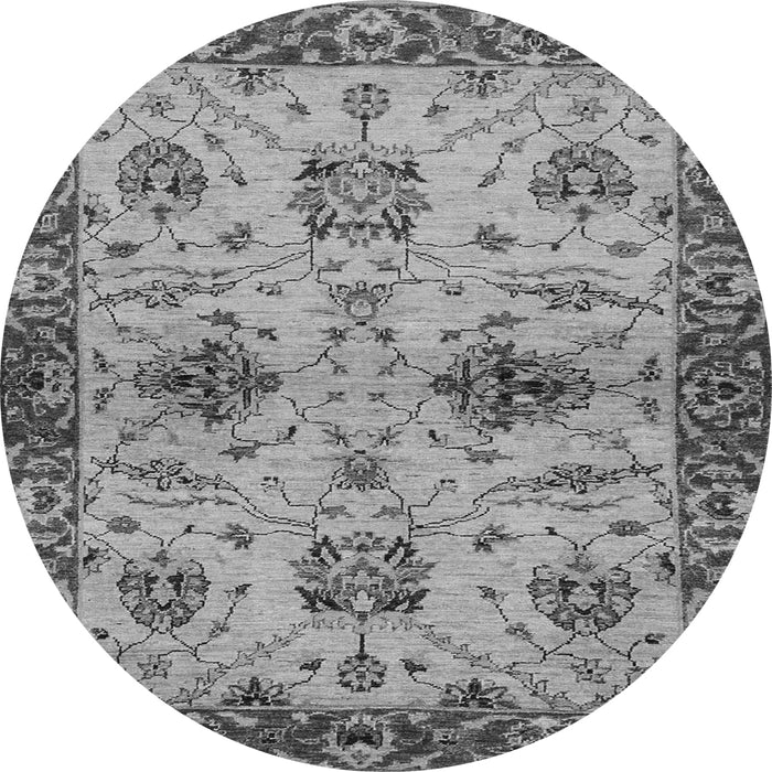 Round Machine Washable Oriental Gray Traditional Rug, wshabs2986gry