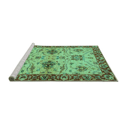 Sideview of Machine Washable Oriental Turquoise Traditional Area Rugs, wshabs2986turq
