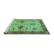 Sideview of Machine Washable Oriental Turquoise Traditional Area Rugs, wshabs2986turq