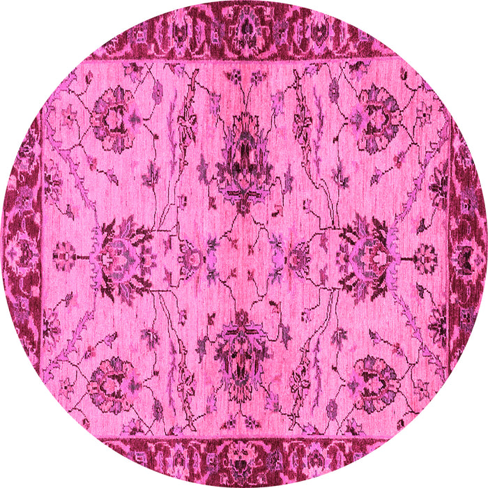 Round Oriental Pink Traditional Rug, abs2986pnk