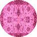 Round Oriental Pink Traditional Rug, abs2986pnk