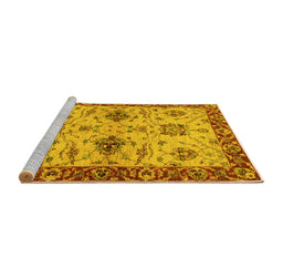 Sideview of Machine Washable Oriental Yellow Traditional Rug, wshabs2986yw