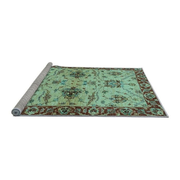 Sideview of Machine Washable Oriental Light Blue Traditional Rug, wshabs2986lblu