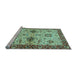 Sideview of Machine Washable Oriental Light Blue Traditional Rug, wshabs2986lblu