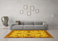 Machine Washable Oriental Yellow Traditional Rug, wshabs2986yw