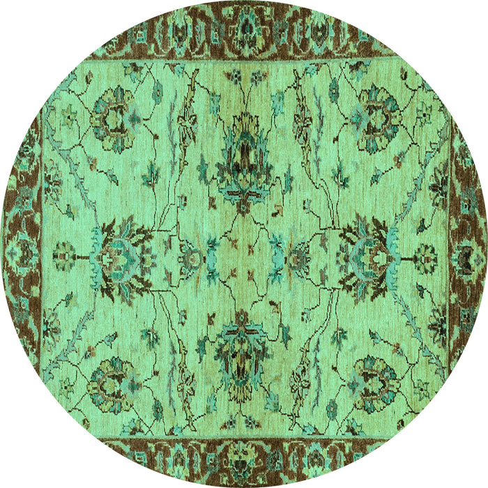 Round Oriental Turquoise Traditional Rug, abs2986turq
