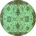 Round Oriental Turquoise Traditional Rug, abs2986turq