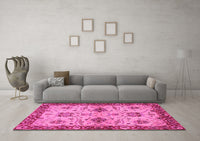 Machine Washable Oriental Pink Traditional Rug, wshabs2986pnk