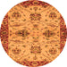 Round Oriental Orange Traditional Rug, abs2986org