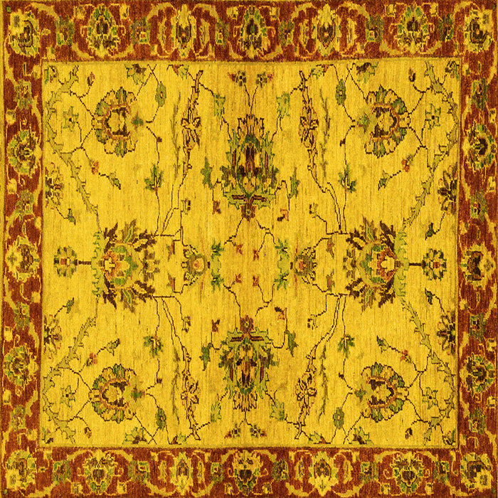 Square Machine Washable Oriental Yellow Traditional Rug, wshabs2986yw