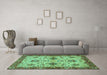 Machine Washable Oriental Turquoise Traditional Area Rugs in a Living Room,, wshabs2986turq