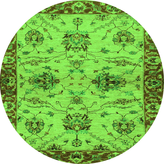 Round Oriental Green Traditional Rug, abs2986grn
