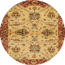 Round Machine Washable Abstract Orange Rug, wshabs2986