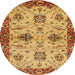 Round Machine Washable Abstract Orange Rug, wshabs2986