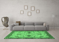 Machine Washable Oriental Emerald Green Traditional Rug, wshabs2986emgrn