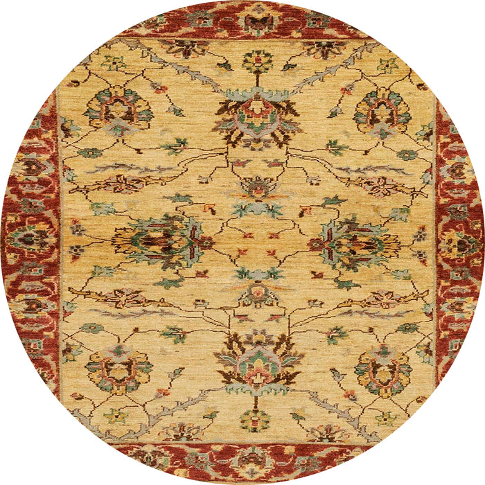 Round Abstract Orange Oriental Rug, abs2986