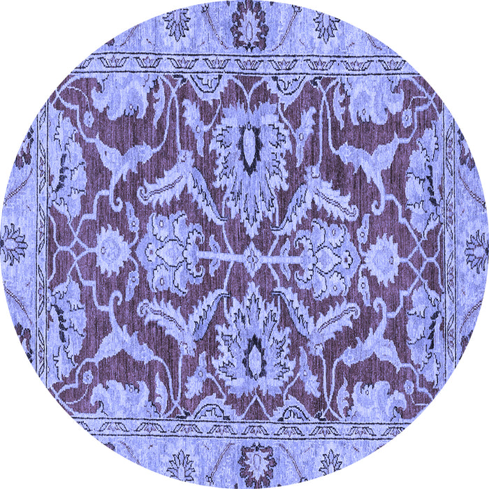 Round Machine Washable Oriental Blue Traditional Rug, wshabs2987blu