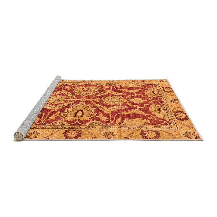 Sideview of Machine Washable Oriental Orange Traditional Area Rugs, wshabs2987org