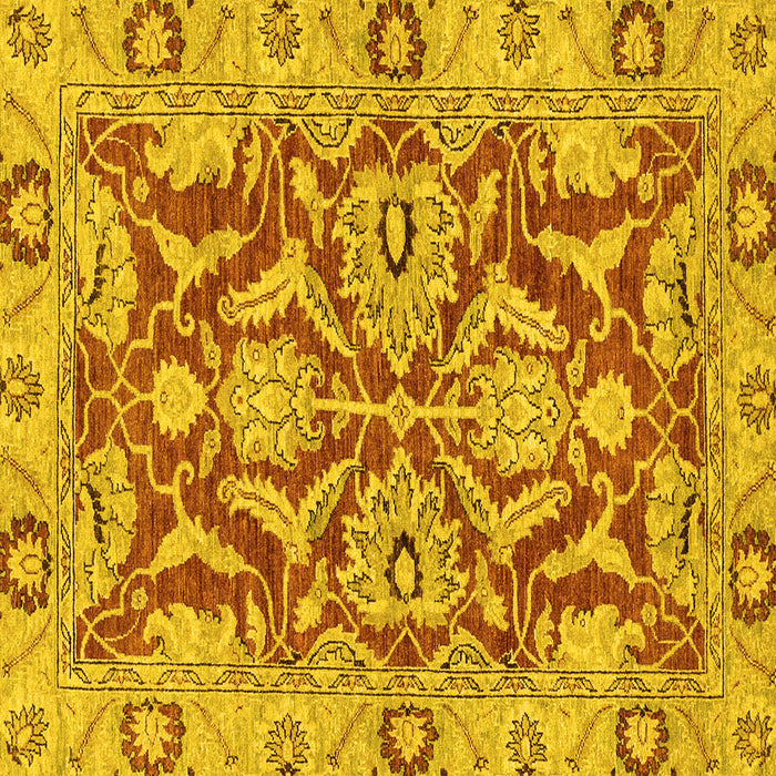 Square Oriental Yellow Traditional Rug, abs2987yw