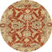 Round Abstract Red Oriental Rug, abs2987