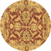 Round Oriental Brown Traditional Rug, abs2987brn