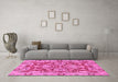 Machine Washable Oriental Pink Traditional Rug in a Living Room, wshabs2987pnk