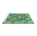 Sideview of Machine Washable Oriental Turquoise Traditional Area Rugs, wshabs2987turq