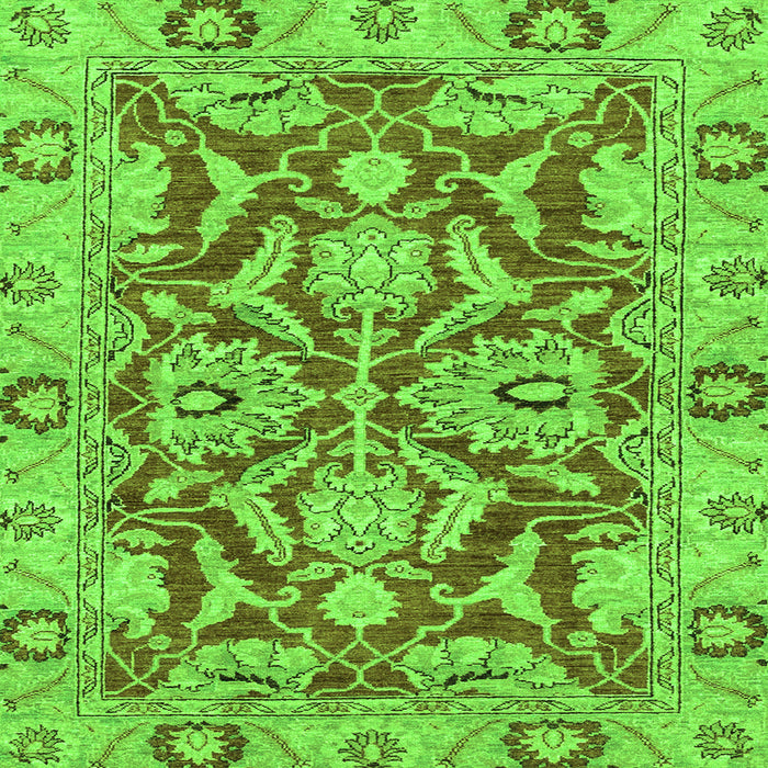 Square Machine Washable Oriental Green Traditional Area Rugs, wshabs2987grn
