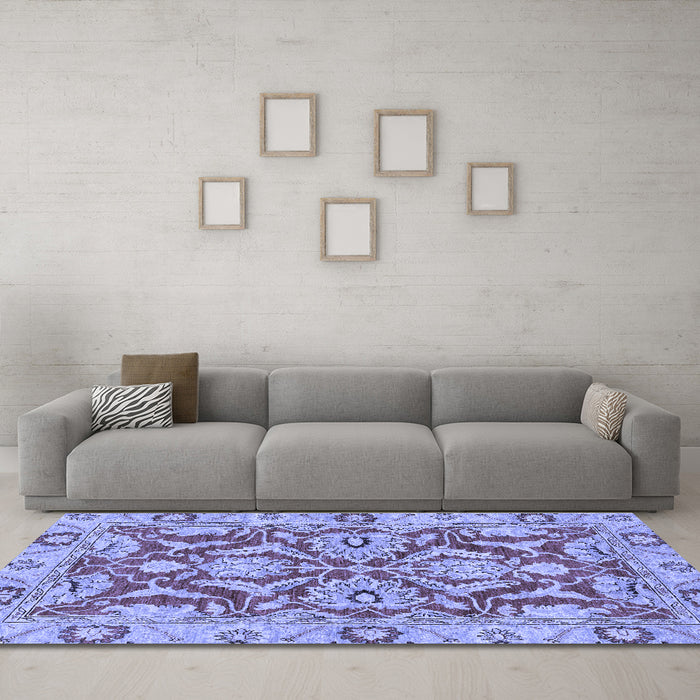 Machine Washable Oriental Blue Traditional Rug in a Living Room, wshabs2987blu