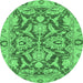 Round Oriental Emerald Green Traditional Rug, abs2987emgrn